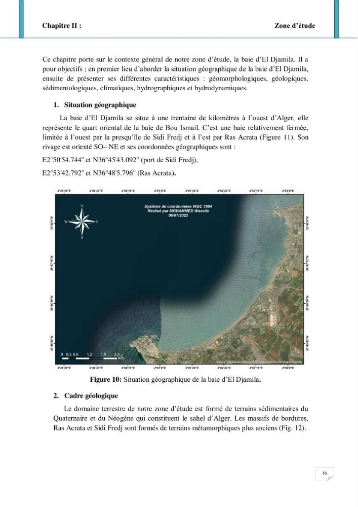 Evolution spatio-temporelle du littoral de la baie d\'El Djamila prévisions des risques et adaptation