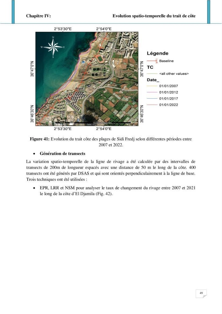 Evolution spatio-temporelle du littoral de la baie d\'El Djamila prévisions des risques et adaptation