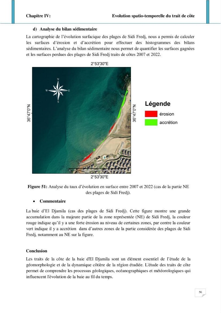 Evolution spatio-temporelle du littoral de la baie d\'El Djamila prévisions des risques et adaptation