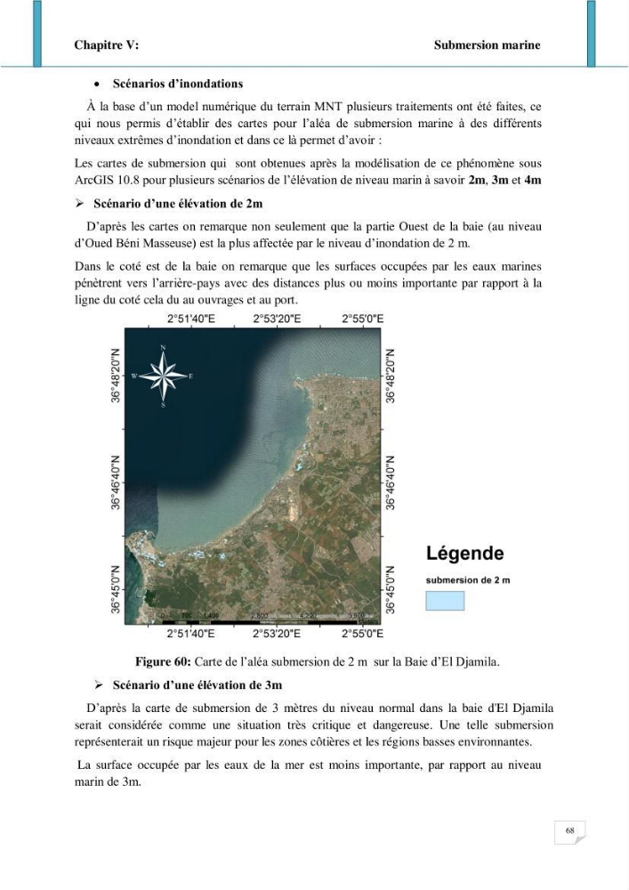 Evolution spatio-temporelle du littoral de la baie d\'El Djamila prévisions des risques et adaptation