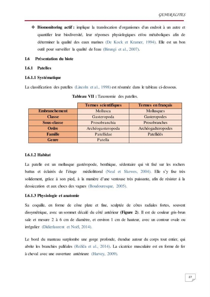Evaluation des teneurs en métaux lourds dans l\'environnement marin du littoral Algérois chez Patella sp et les moules