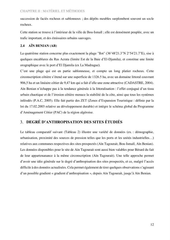 Bioévaluation de la qualité écologique des eaux marines cotières par utilisation des peuplements macroalgaux