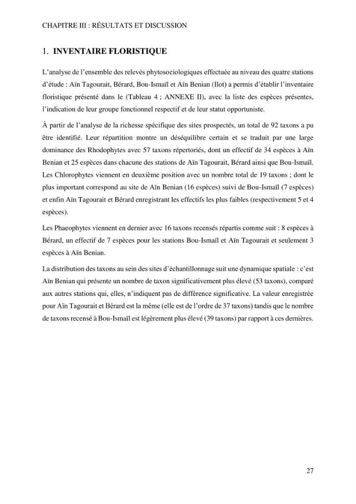 Bioévaluation de la qualité écologique des eaux marines cotières par utilisation des peuplements macroalgaux