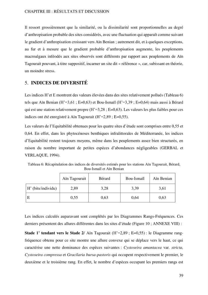 Bioévaluation de la qualité écologique des eaux marines cotières par utilisation des peuplements macroalgaux