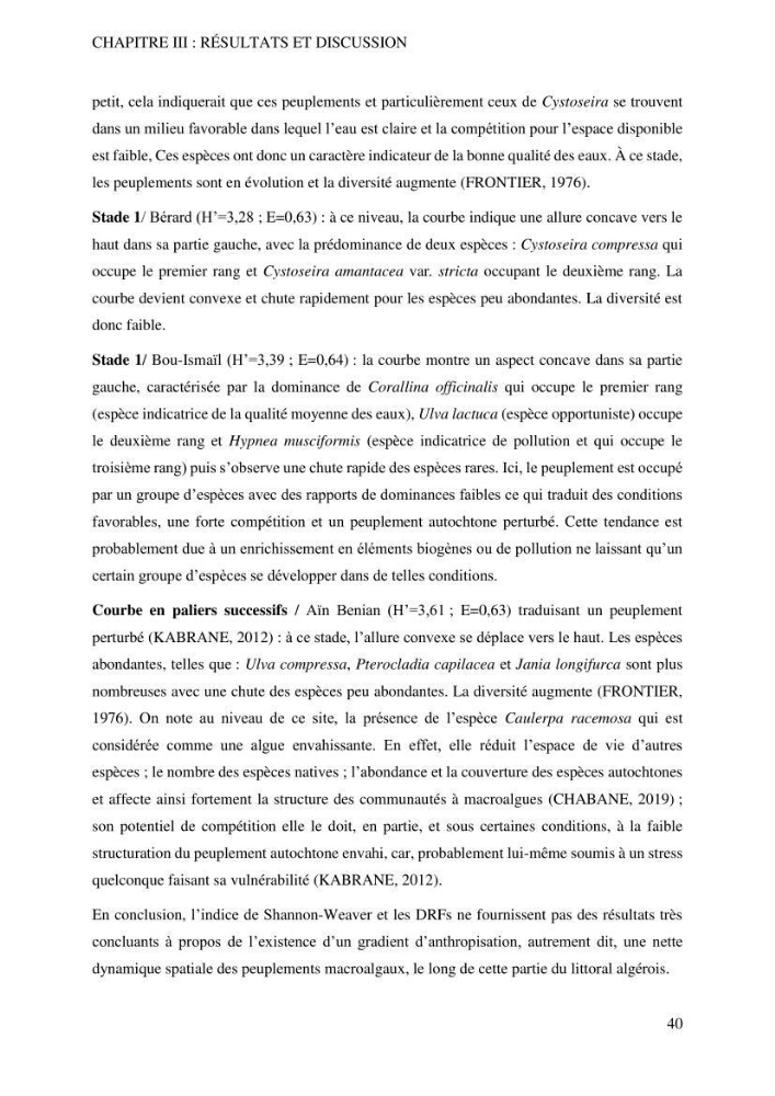 Bioévaluation de la qualité écologique des eaux marines cotières par utilisation des peuplements macroalgaux