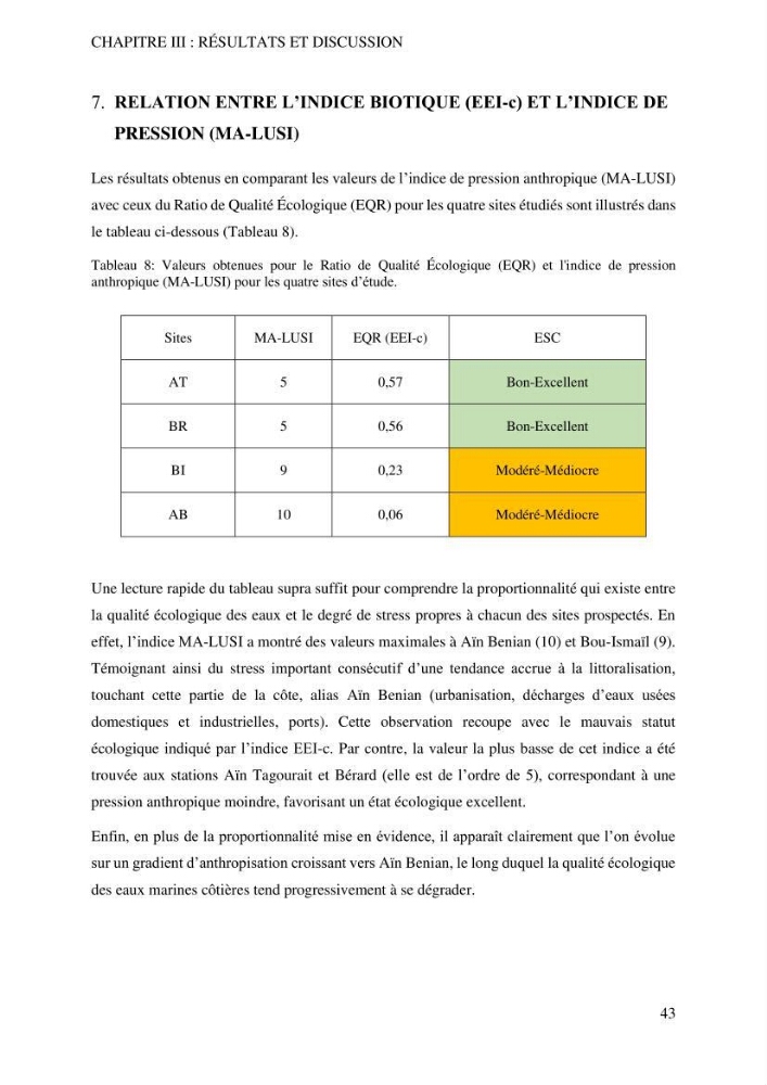 Bioévaluation de la qualité écologique des eaux marines cotières par utilisation des peuplements macroalgaux