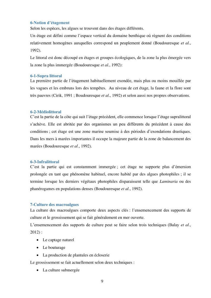 Etude des algues marines de la région de Tipaza :taxonomie et mise en évidence des espèces à intérêt aquacole