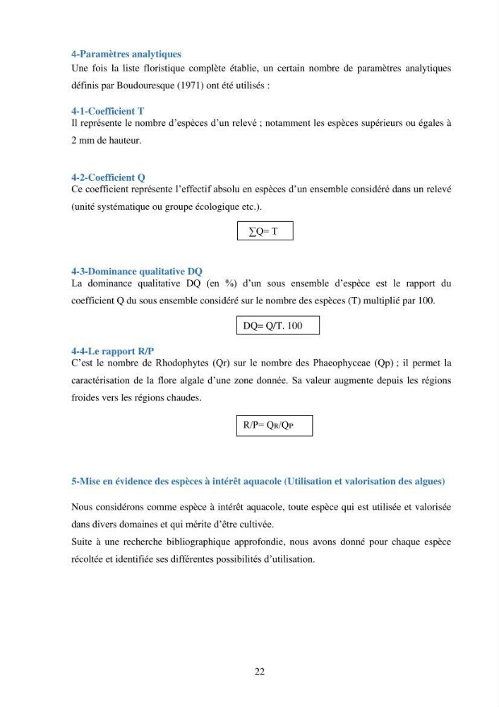 Etude des algues marines de la région de Tipaza :taxonomie et mise en évidence des espèces à intérêt aquacole