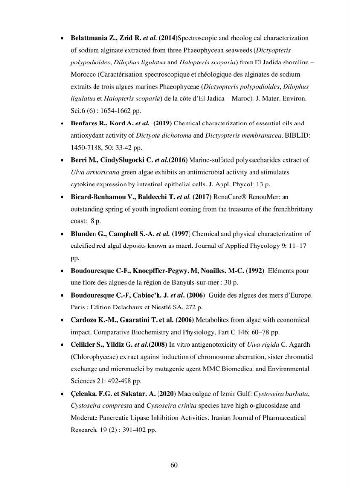 Etude des algues marines de la région de Tipaza :taxonomie et mise en évidence des espèces à intérêt aquacole