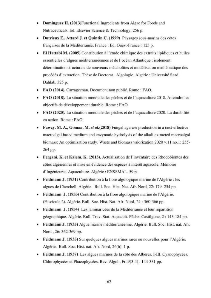 Etude des algues marines de la région de Tipaza :taxonomie et mise en évidence des espèces à intérêt aquacole