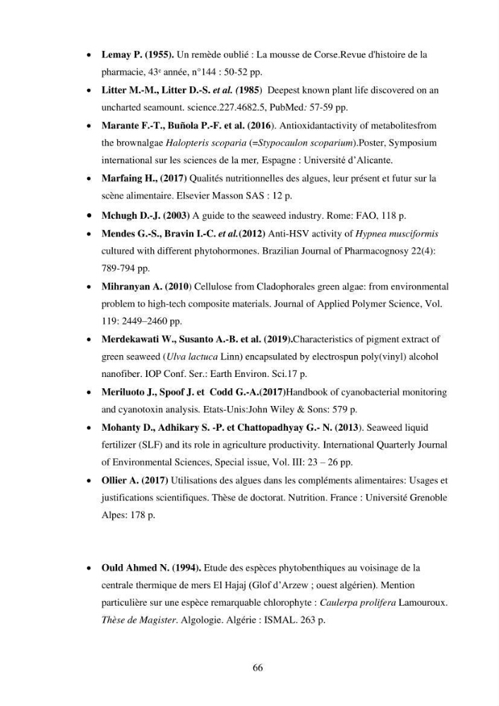 Etude des algues marines de la région de Tipaza :taxonomie et mise en évidence des espèces à intérêt aquacole