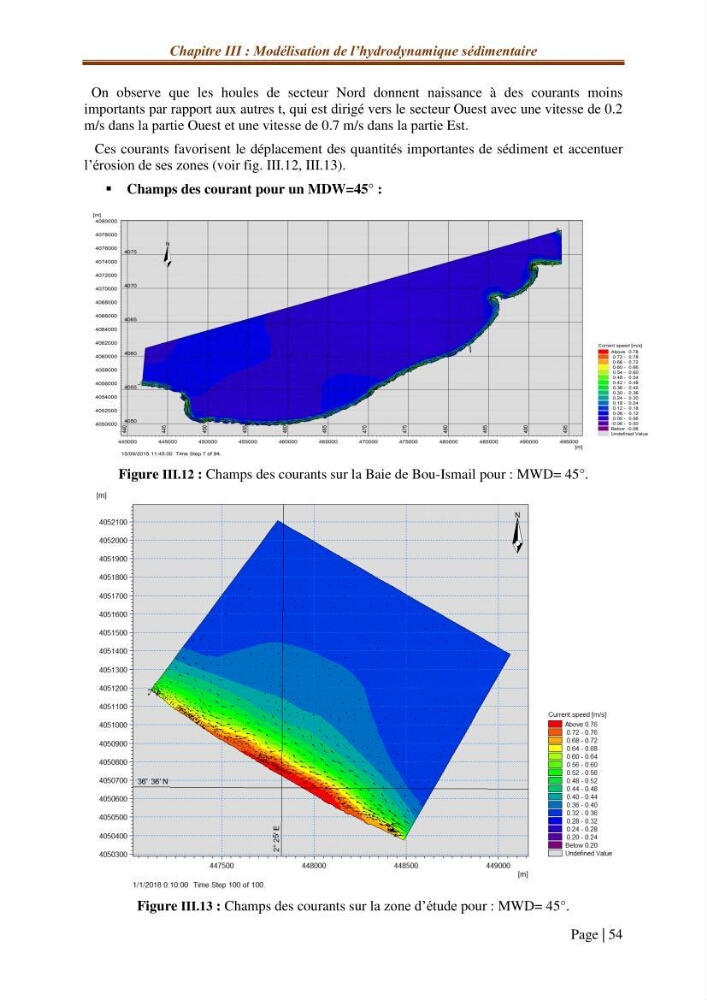 Modélisation Numérique de la morphodynamique sédimentaire et de la cinématique du trait de côte Chenoua plage, willaya de Tipaza.: