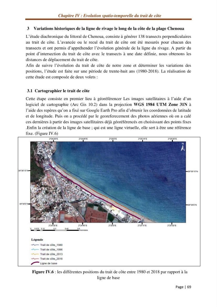 Modélisation Numérique de la morphodynamique sédimentaire et de la cinématique du trait de côte Chenoua plage, willaya de Tipaza.: