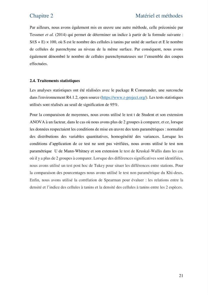 Distribution des cellules a tanins chez les Magnoliophytes marines