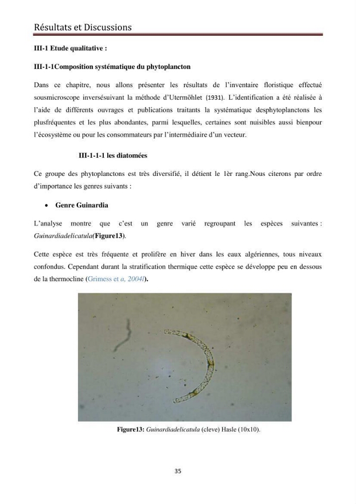 Suivi des populations phytoplanctoniquedans la baie de Bou-Ismail (Avril-Mai 2015).