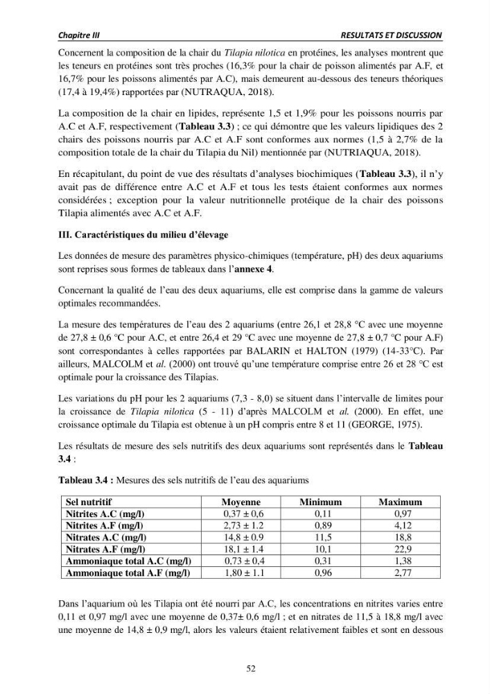 Alimentation des poissons Tilapia au stade juvénile à base d’un aliment fabriqué avec des ressources locales