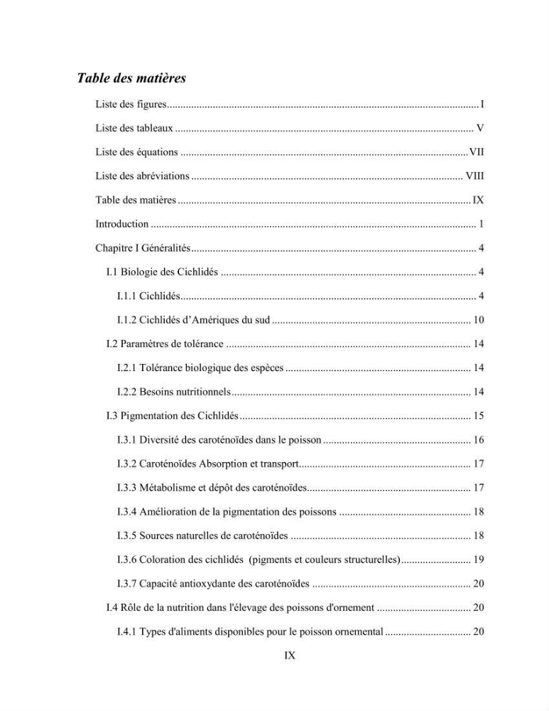 Suivi zootechnique de l’efficacité de six aliments fabriqués localement sur la croissance et la pigmentation des Cichlidés américains cas de Pterophyllum scalare. et Andinoacara rivulatus.