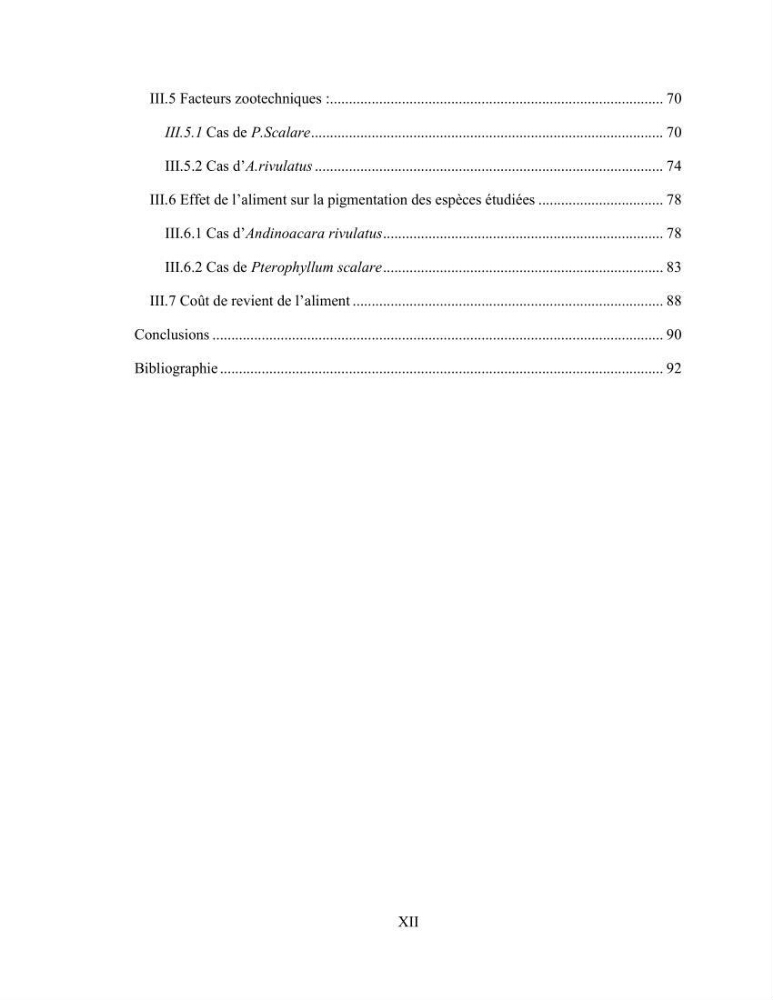 Suivi zootechnique de l’efficacité de six aliments fabriqués localement sur la croissance et la pigmentation des Cichlidés américains cas de Pterophyllum scalare. et Andinoacara rivulatus.