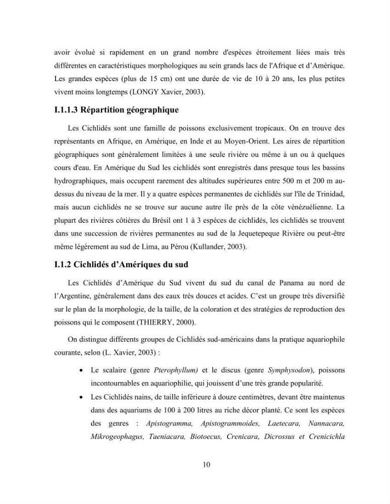 Suivi zootechnique de l’efficacité de six aliments fabriqués localement sur la croissance et la pigmentation des Cichlidés américains cas de Pterophyllum scalare. et Andinoacara rivulatus.