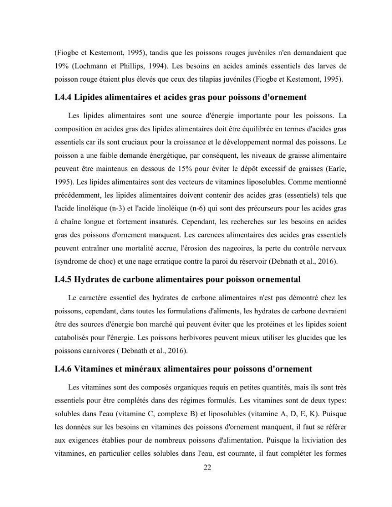 Suivi zootechnique de l’efficacité de six aliments fabriqués localement sur la croissance et la pigmentation des Cichlidés américains cas de Pterophyllum scalare. et Andinoacara rivulatus.