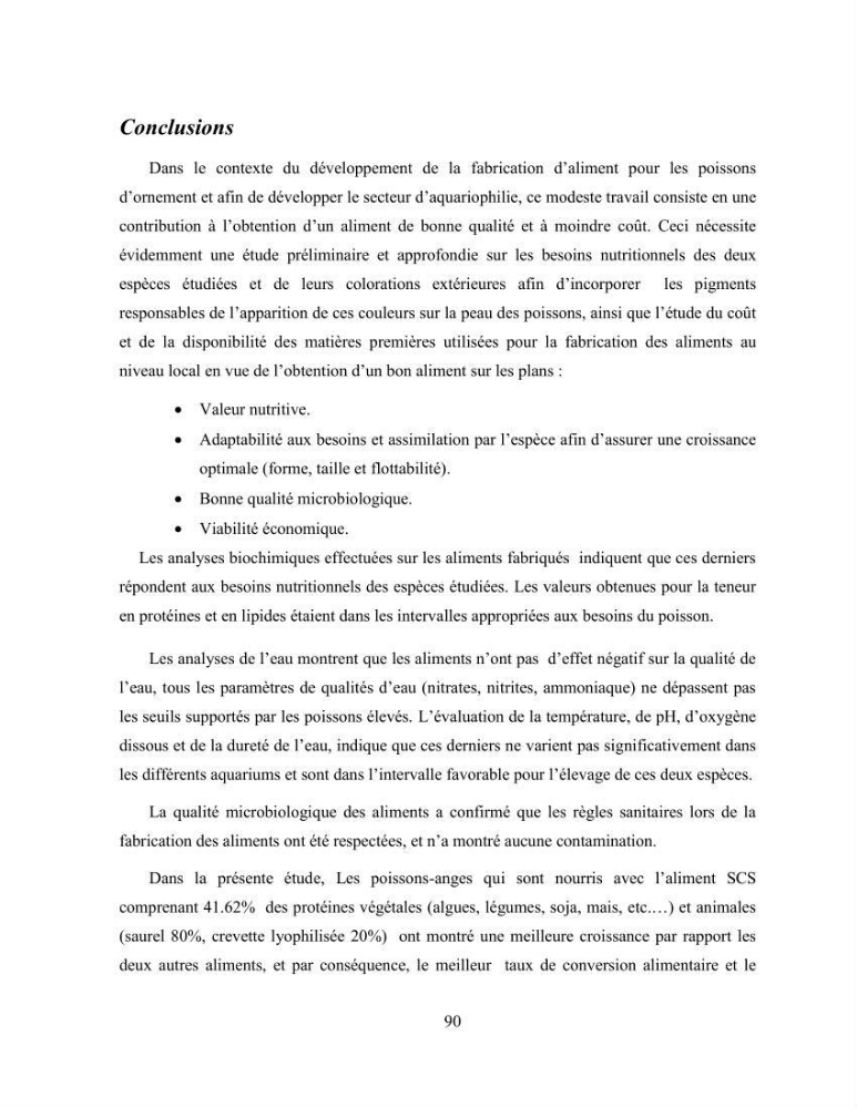 Suivi zootechnique de l’efficacité de six aliments fabriqués localement sur la croissance et la pigmentation des Cichlidés américains cas de Pterophyllum scalare. et Andinoacara rivulatus.