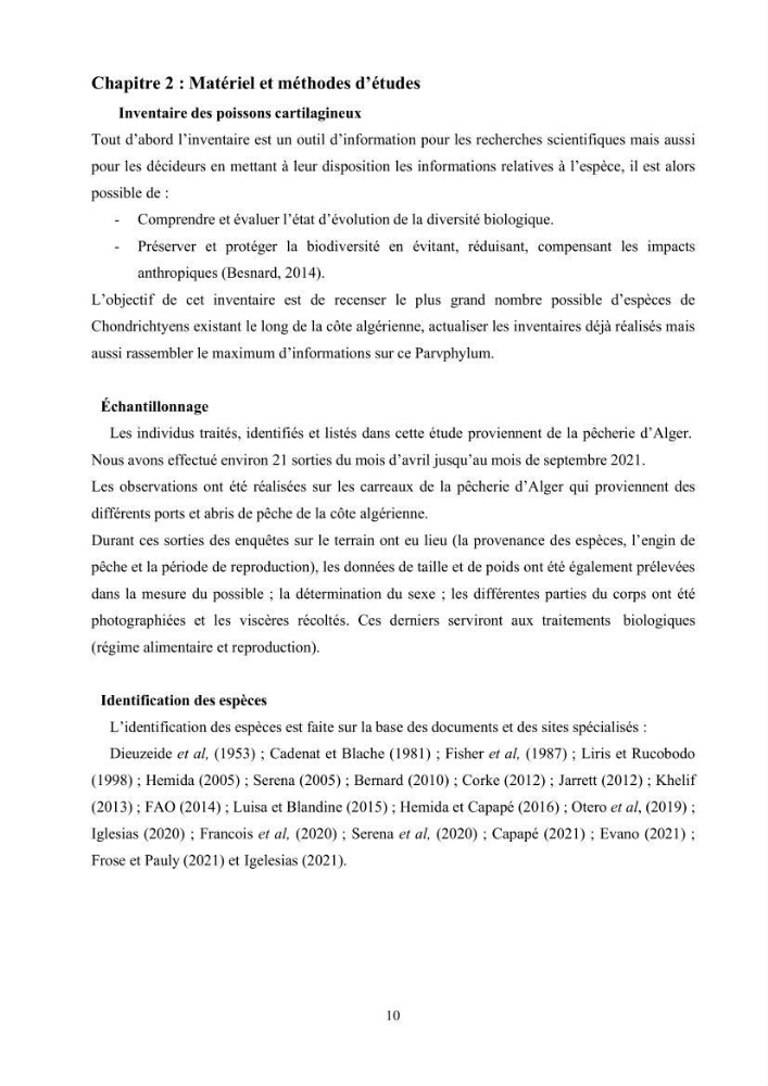 Contribution à l’actualisation de l’inventaire des Chondrichthyens exploités dans les côtes algériennes: biologie de reproduction, régime alimentaire et exploitation de quelques représentants.