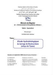 Etude hydrobiologique du barrage de Boukourdane (wilaya de Tipaza)