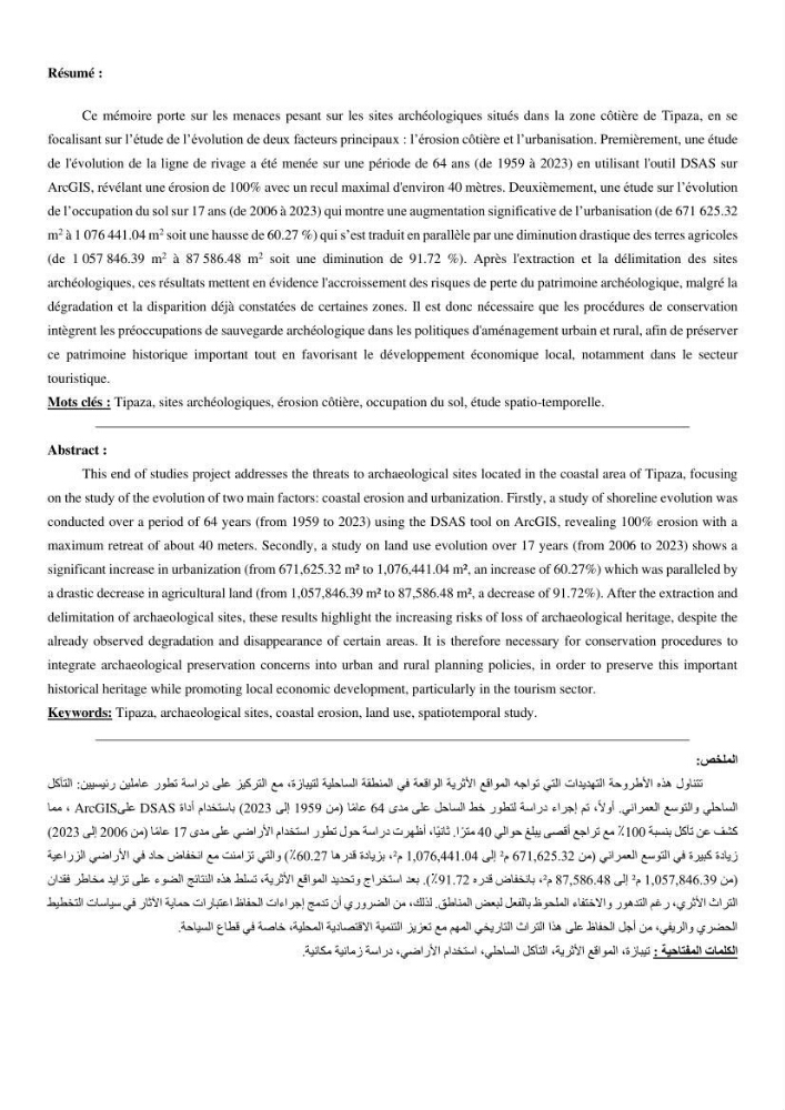Archéologie côtière en Algérie Menaces et valorisation des ruines de Tipaza