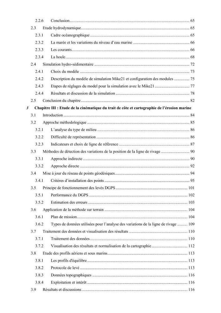 Etude et evaluation de la vulnerabilité des systèmes cotiers dans la région Algéroise