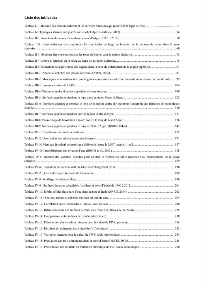 Etude et evaluation de la vulnerabilité des systèmes cotiers dans la région Algéroise