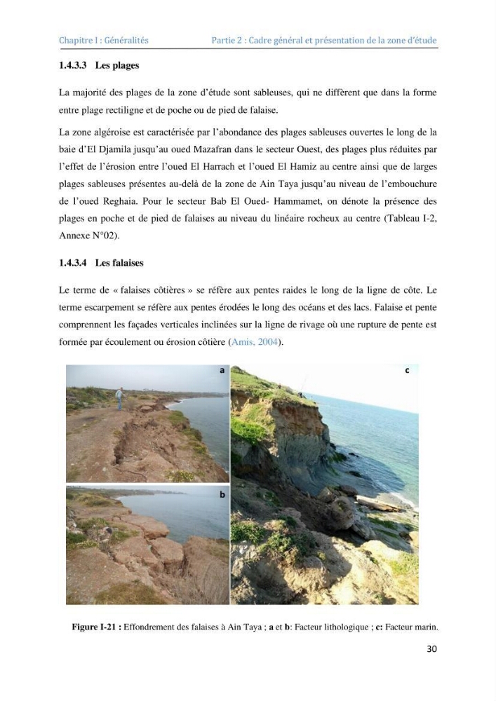 Etude et evaluation de la vulnerabilité des systèmes cotiers dans la région Algéroise
