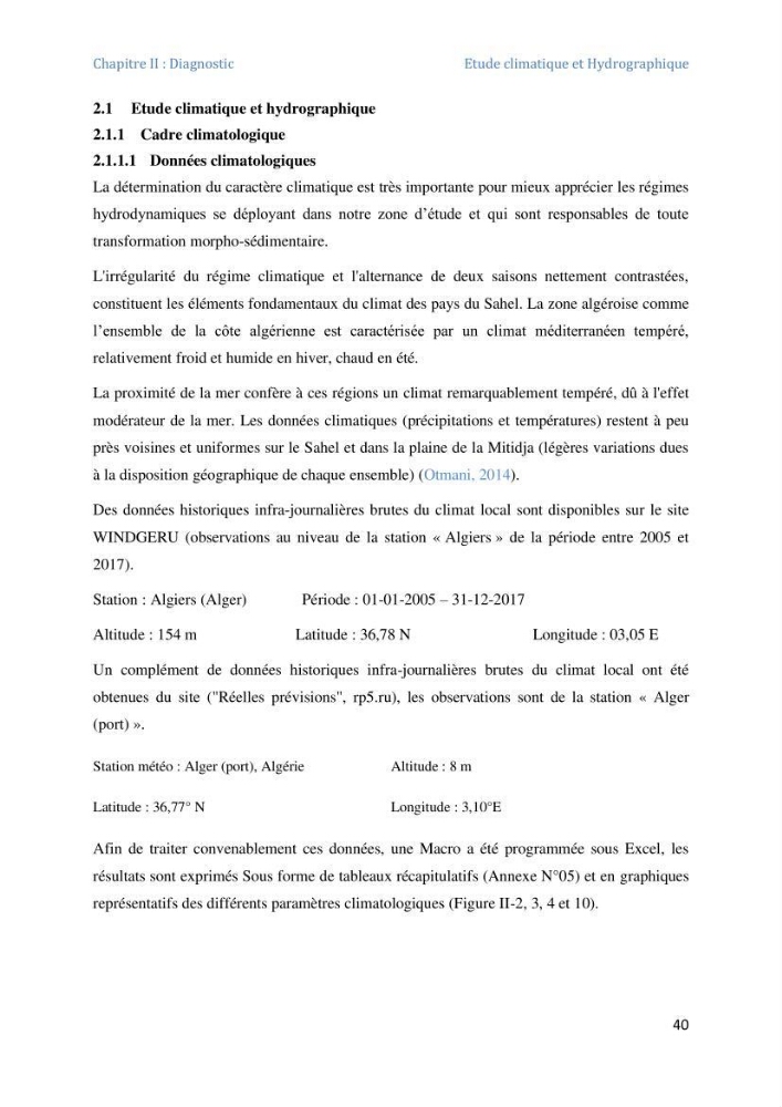 Etude et evaluation de la vulnerabilité des systèmes cotiers dans la région Algéroise