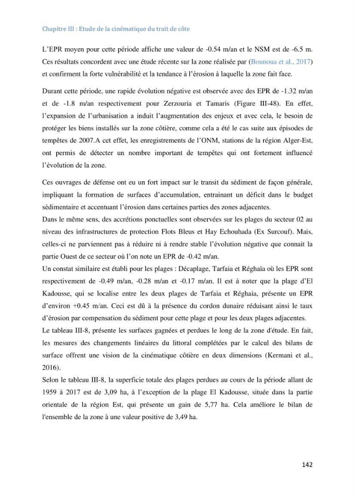Etude et evaluation de la vulnerabilité des systèmes cotiers dans la région Algéroise