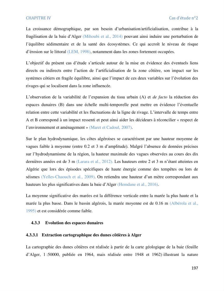 Etude et evaluation de la vulnerabilité des systèmes cotiers dans la région Algéroise