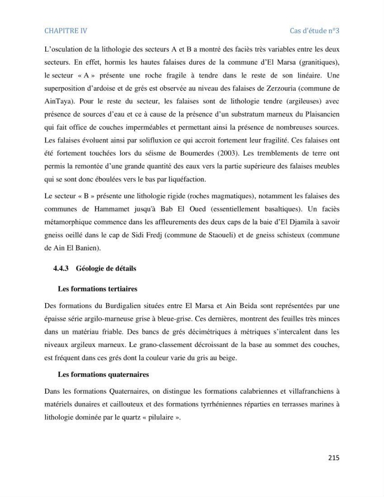 Etude et evaluation de la vulnerabilité des systèmes cotiers dans la région Algéroise