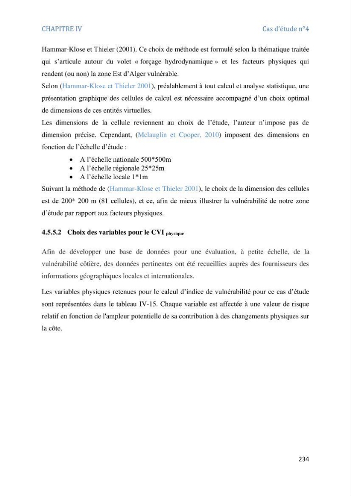Etude et evaluation de la vulnerabilité des systèmes cotiers dans la région Algéroise