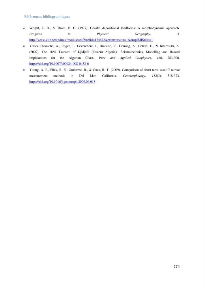 Etude et evaluation de la vulnerabilité des systèmes cotiers dans la région Algéroise