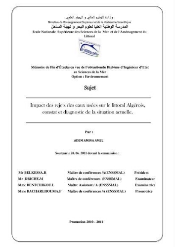 Impact des rejets des eaux usées sur le littoral Algérois, constat et diagnostic de la situation actuelle: Impact des rejets des eaux usées sur le littoral Algérois, constat et diagnostic de la situation actuelle: