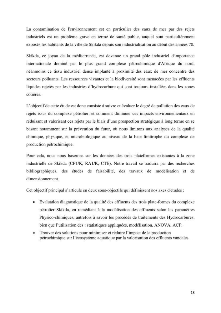 Suivi environnemental de la qualité des eaux adjacentes à une station de production pétrochimique (cas de Skikda,Est du bassin Algerien):