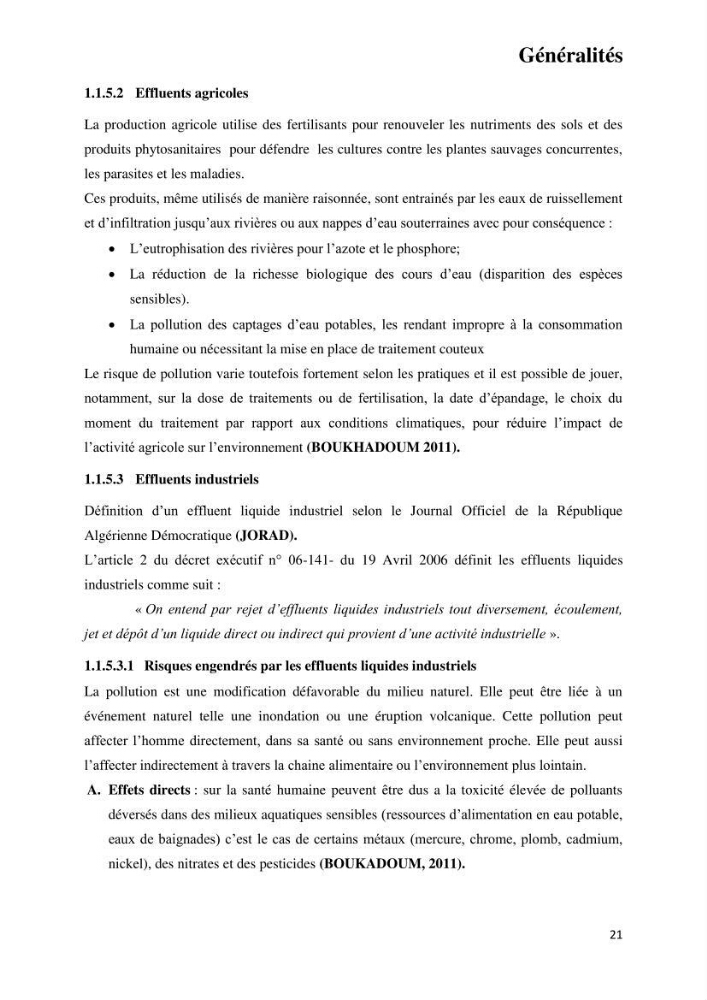 Suivi environnemental de la qualité des eaux adjacentes à une station de production pétrochimique (cas de Skikda,Est du bassin Algerien):