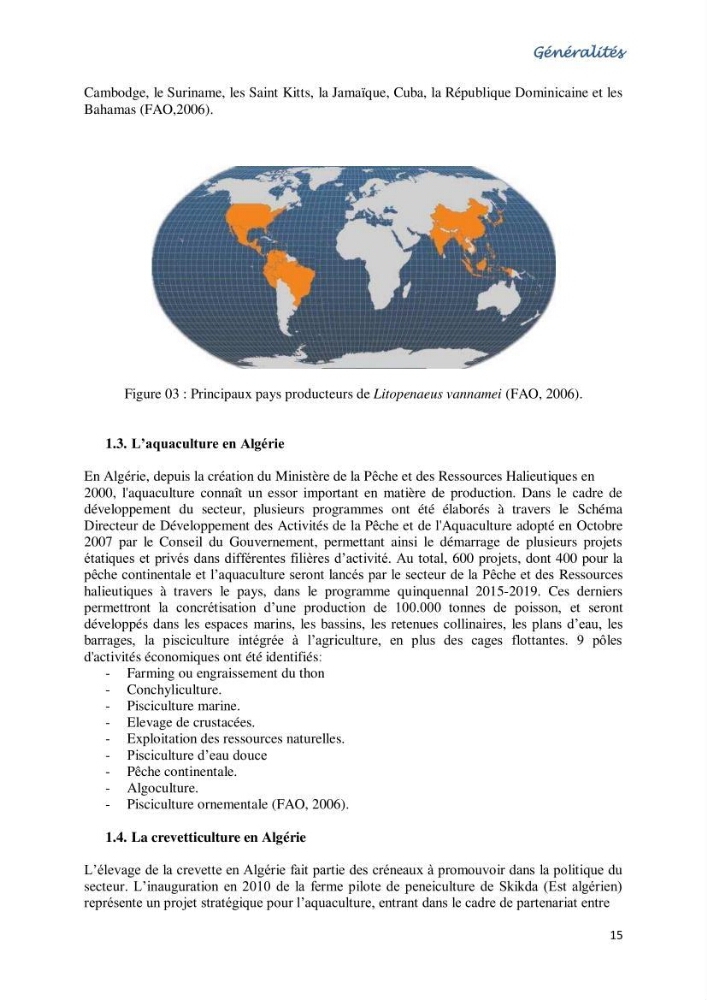 Caracterisation de l\'elevage de la crevette Litopenaeus vannamei ( boone,1931) Ferme Pilote la marsa (Skikda)