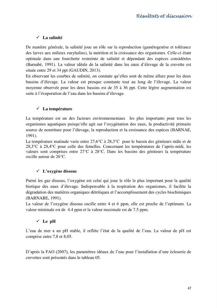 Caracterisation de l\'elevage de la crevette Litopenaeus vannamei ( boone,1931) Ferme Pilote la marsa (Skikda)