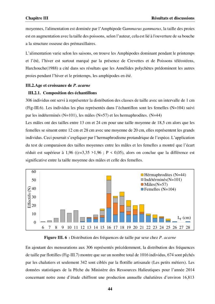 Etude des habitudes alimentaires, de la croissance et évaluation du stock du Pageot blanc Pagellus acarne(Risso,1826) dans la région centre algérienne: