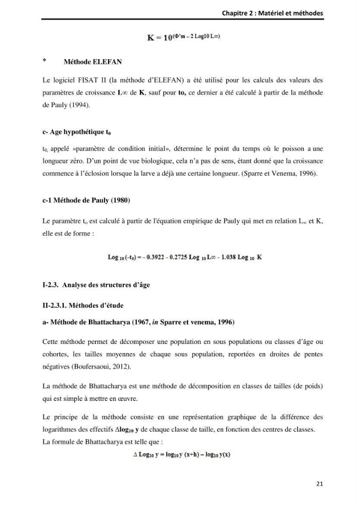 Etude comparative d’Age et de croissance de l’espèce Pagellus acarne (Risso, 1827) dans les trois secteurs géographiques du littoral Algérien.: