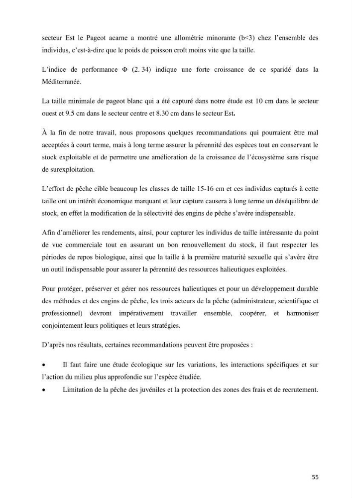 Etude comparative d’Age et de croissance de l’espèce Pagellus acarne (Risso, 1827) dans les trois secteurs géographiques du littoral Algérien.: