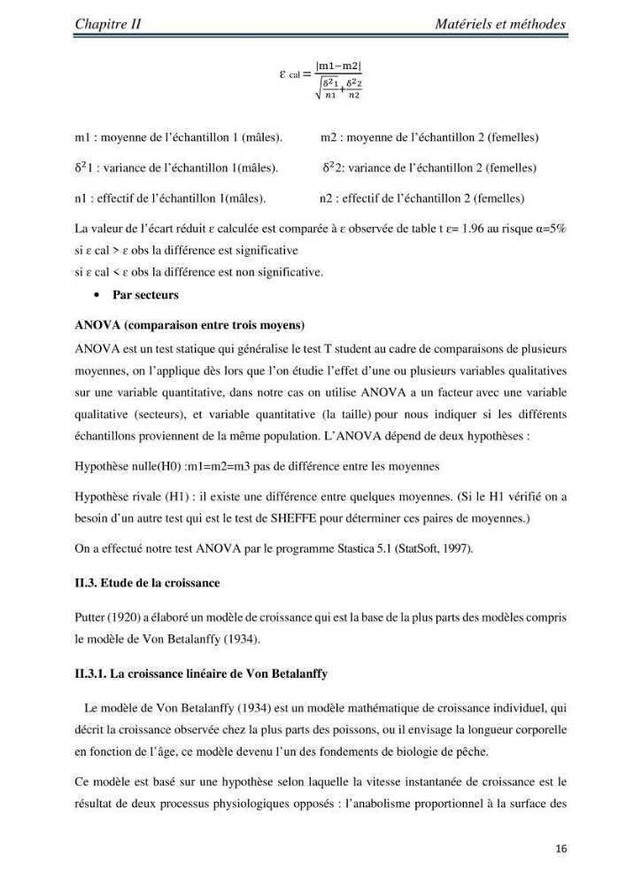 Etude comparative d’âge et de la croissance de l’espèce Pagellus erythrinus (Linnaeus, 1758) dans les trois secteurs géographiques du littoral Algérien.