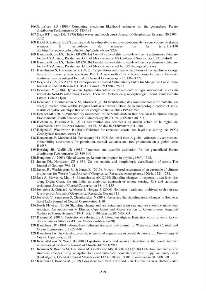 processus mis en Jeu dans l\'évolution Miorpho-dynamique de la baie zemmouri: Modélisation Hydro-Sédimentaire et cinématique du trait de Côte.