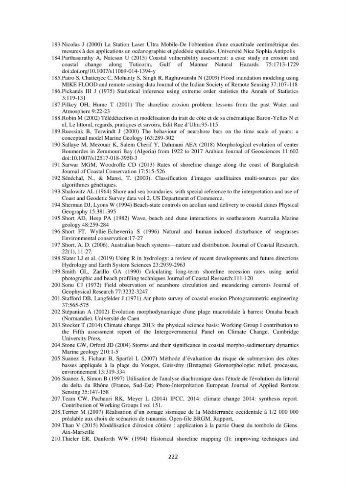 processus mis en Jeu dans l\'évolution Miorpho-dynamique de la baie zemmouri: Modélisation Hydro-Sédimentaire et cinématique du trait de Côte.