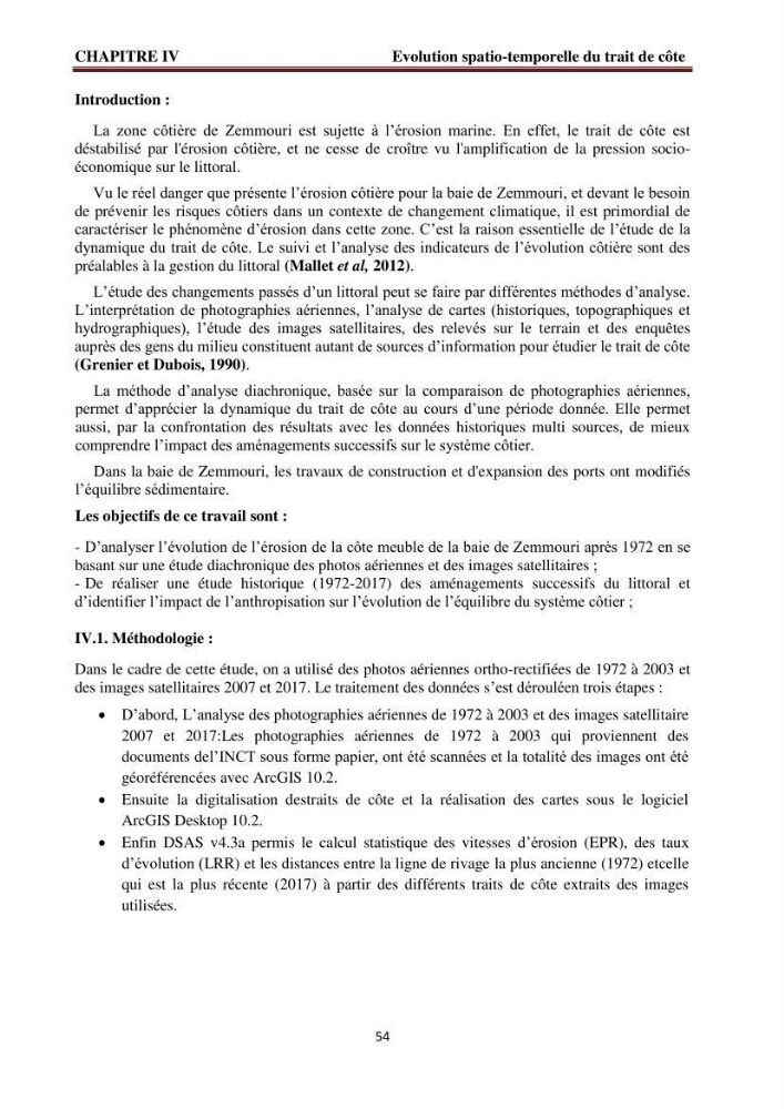 Modélisation de la dynamique et la cinématique à multi échelles du trait de côte et évaluation des zones à risques du littoral centre Algérien : Baie de Zemmouri