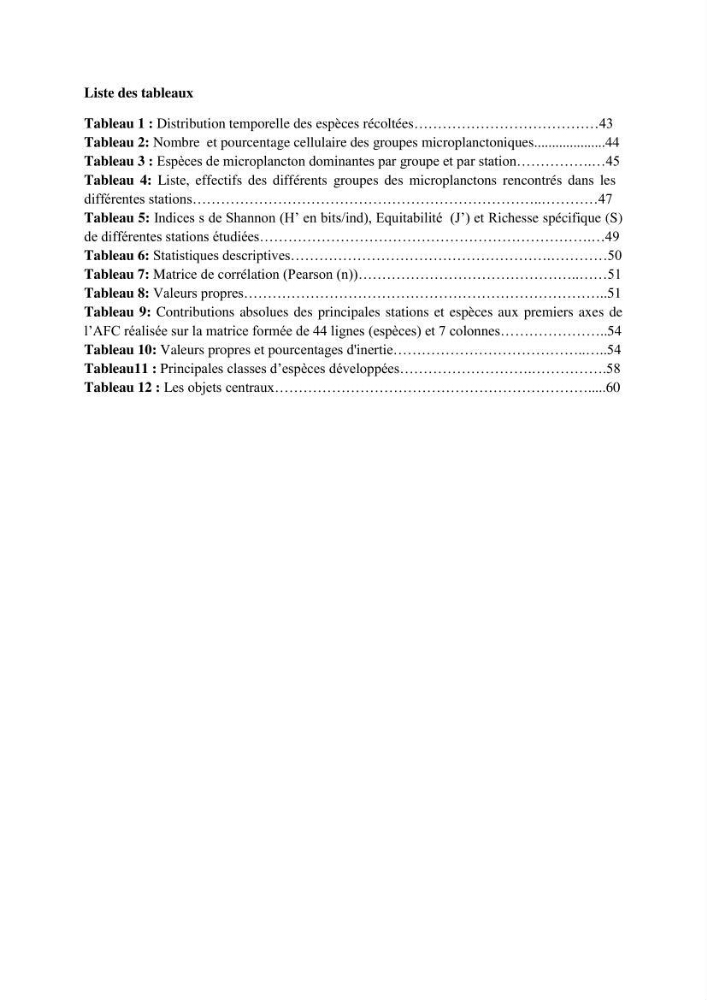 La corrélation entre les paramètres physiques et la densité de microplancton dans la côte Algérienne